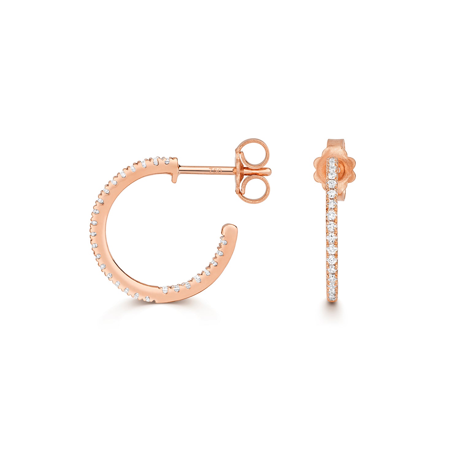 Stella Diamond Hoop Earrings - 18k Rose Gold
