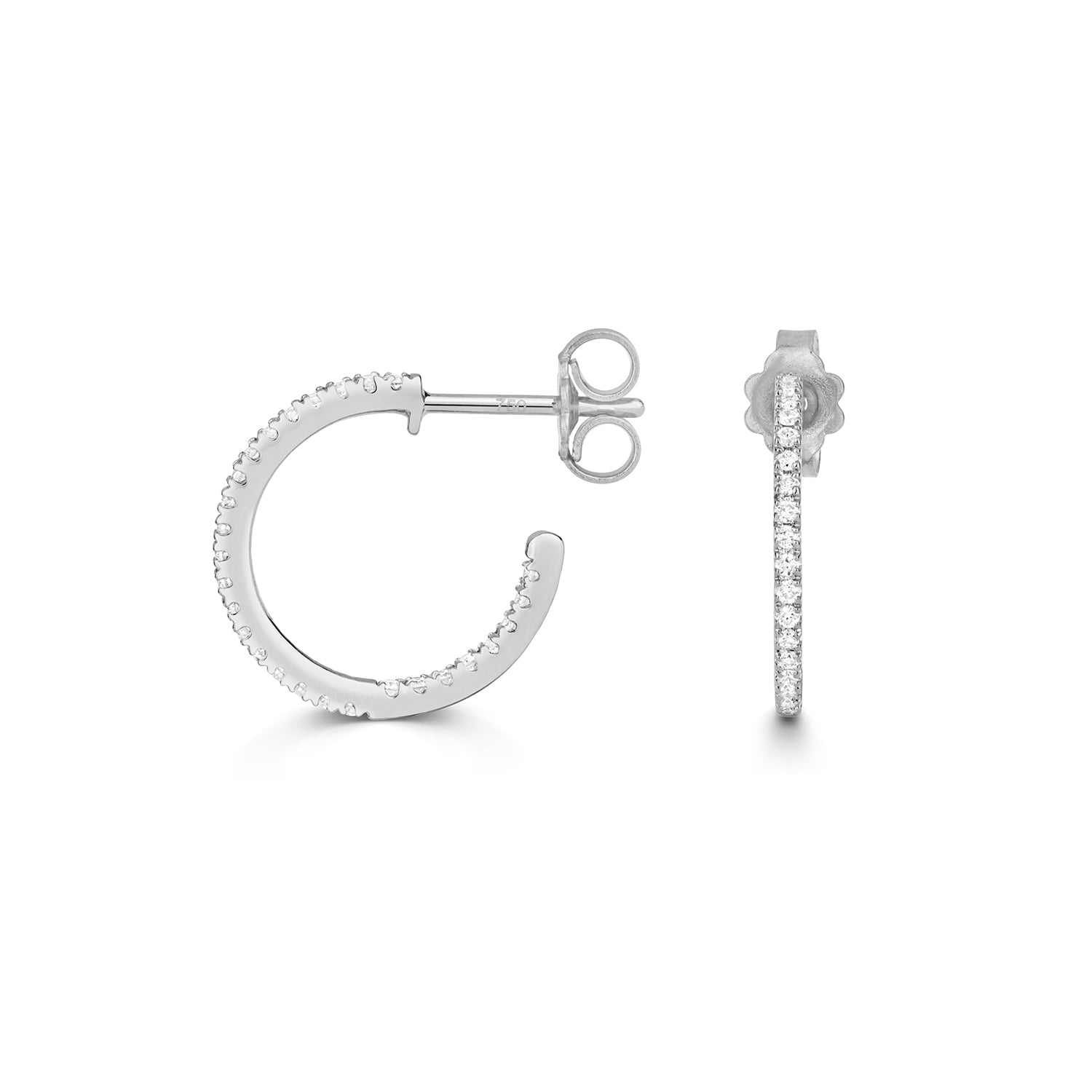 Stella Diamond Hoop Earrings - 18k White Gold