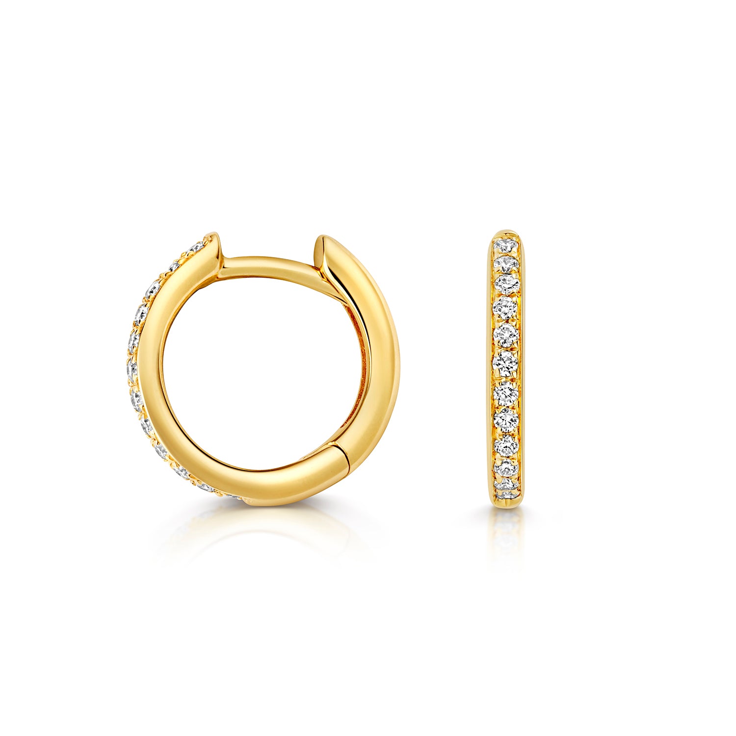 Kaia Diamond Hoop 9mm Earrings - 18k Yellow Gold