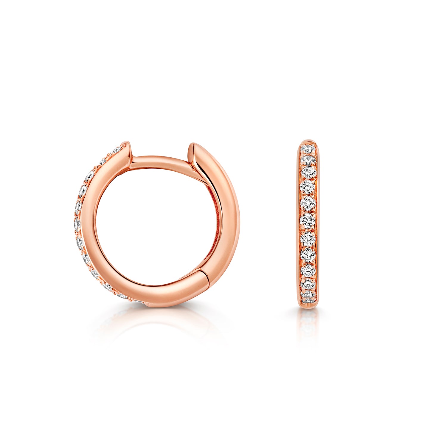 Kaia Diamond Hoop 9mm Earrings - 18k Rose Gold