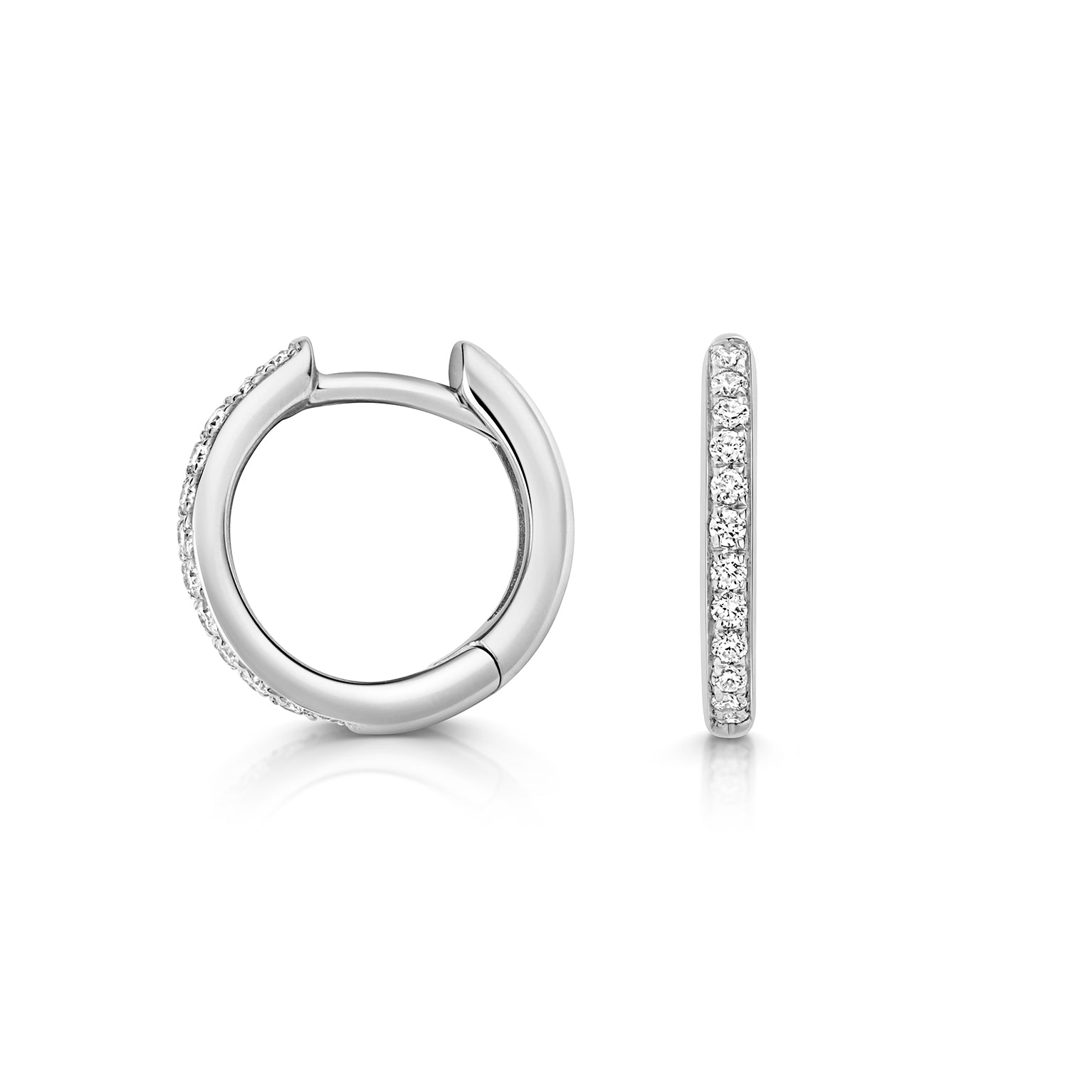 Kaia Diamond Hoop 9mm Earrings - 18k White Gold