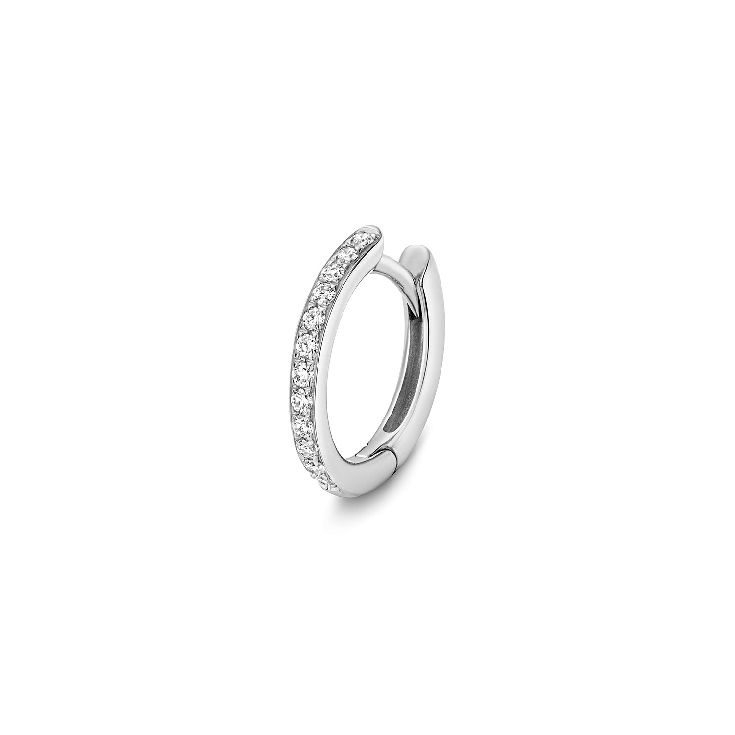 Kaia Diamond Hoop 9mm Earrings - 18k White Gold
