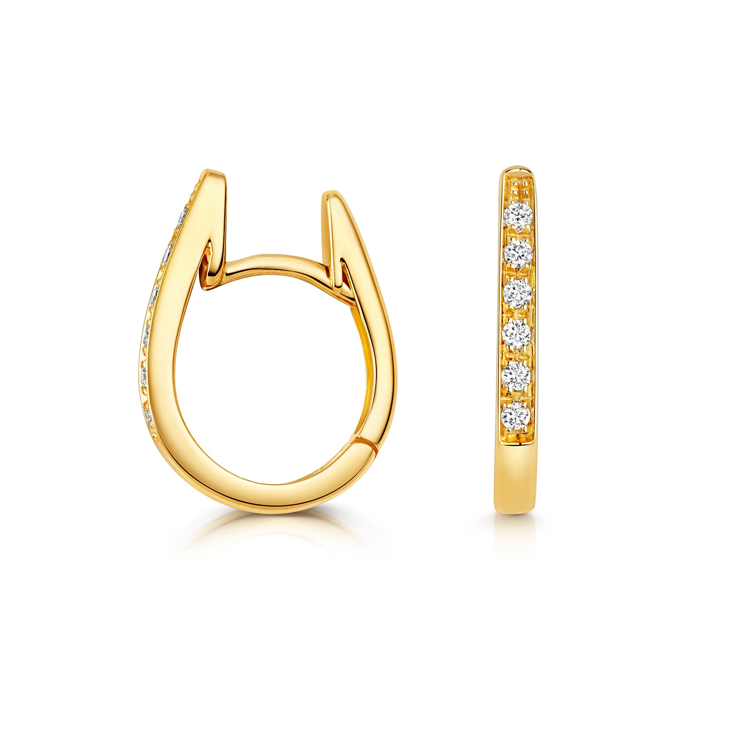 Elara Diamond Oval Hoop Earrings - 18k Yellow Gold, 9mm