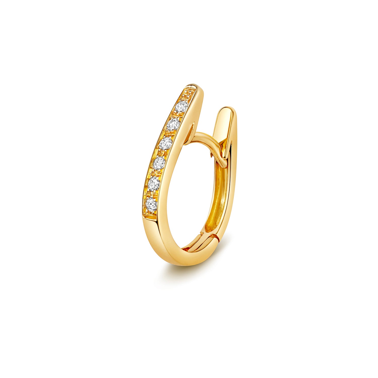 Elara Diamond Oval Hoop Earrings - 18k Yellow Gold, 9mm