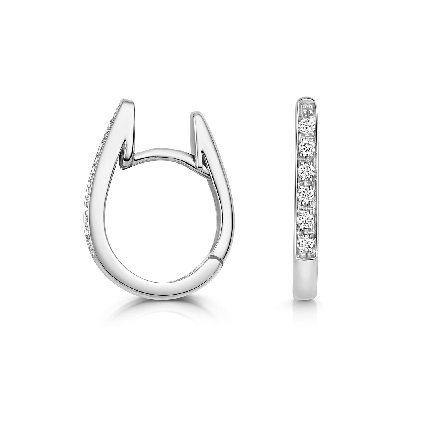 Elara Diamond Oval Hoop Earrings - 18k White Gold, 9mm