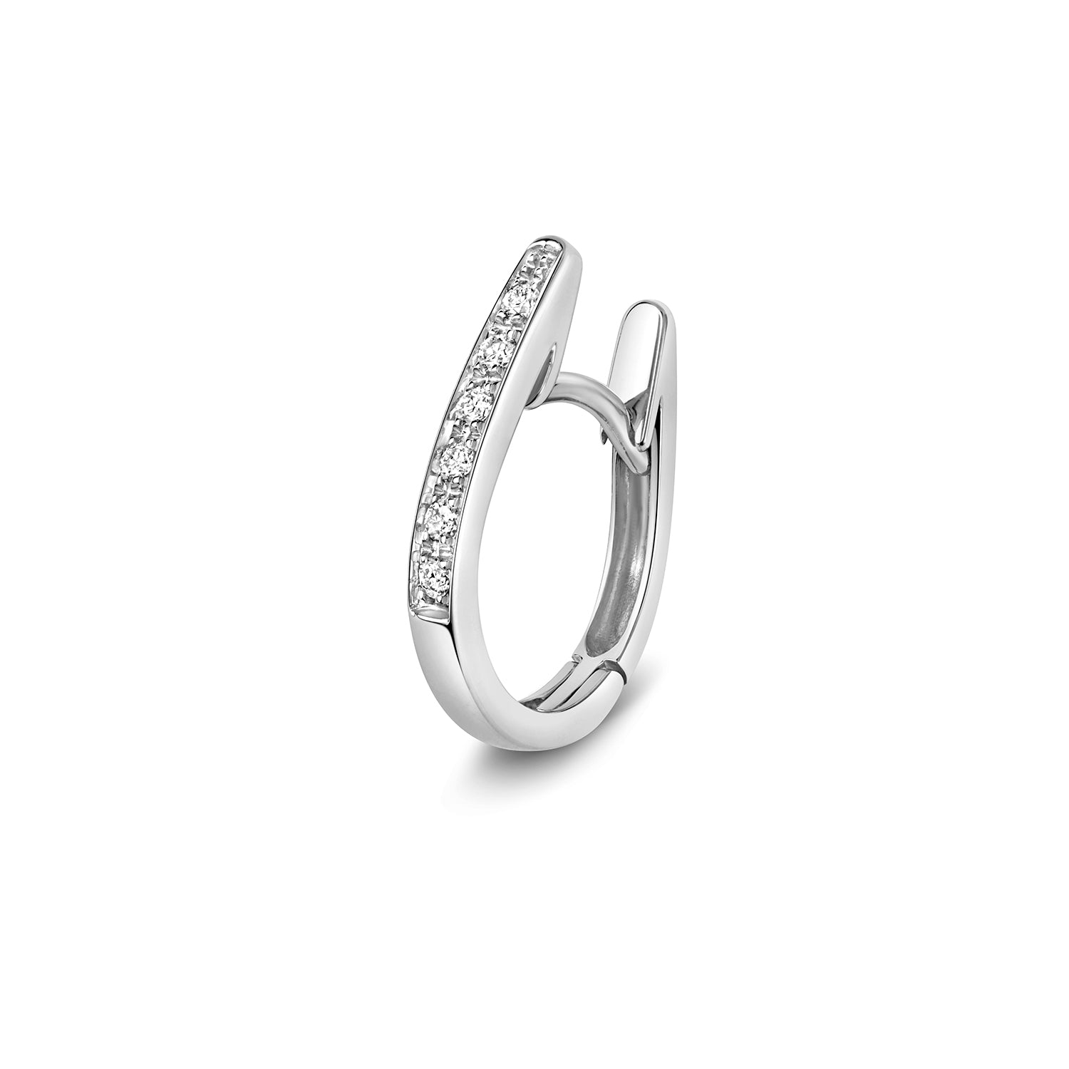 Elara Diamond Oval Hoop Earrings - 18k White Gold, 9mm
