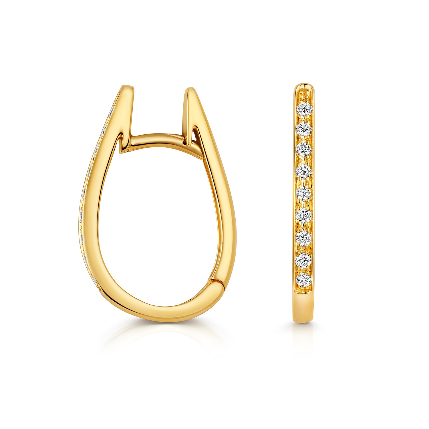 Elara Diamond Oval Hoop Earrings - 18k Yellow Gold, 13mm