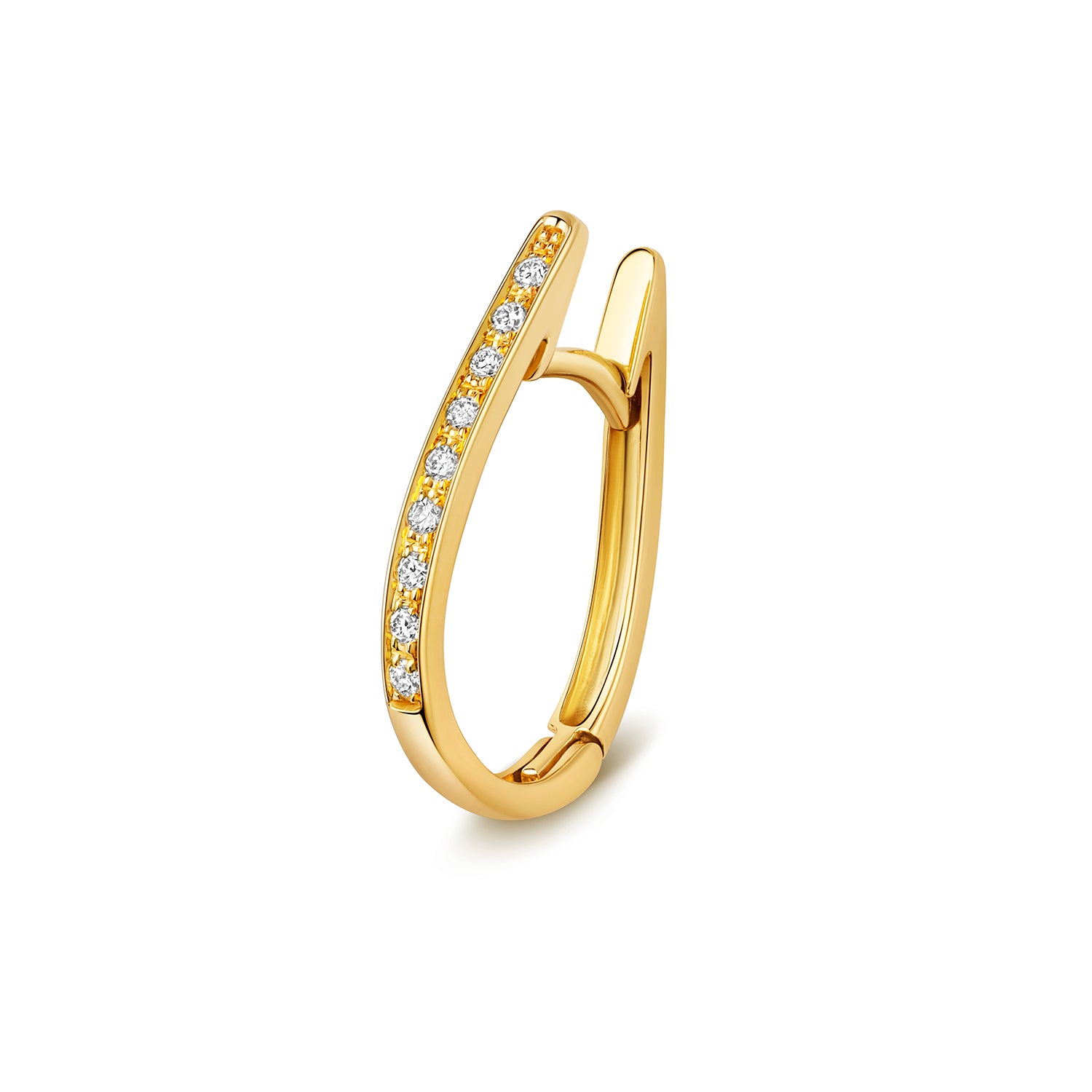 Elara Diamond Oval Hoop Earrings - 18k Yellow Gold, 13mm