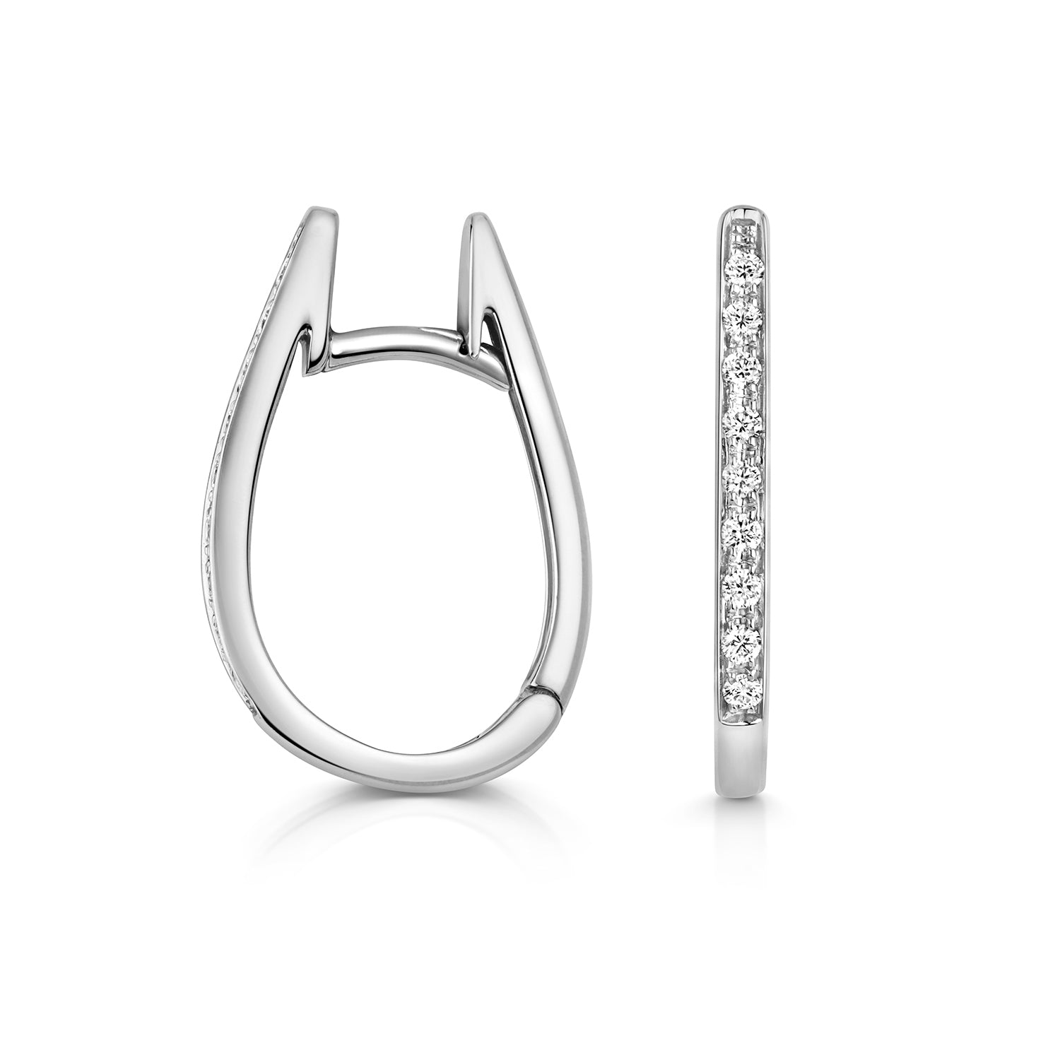 Elara Diamond Oval Hoop Earrings - 18k White Gold, 13mm