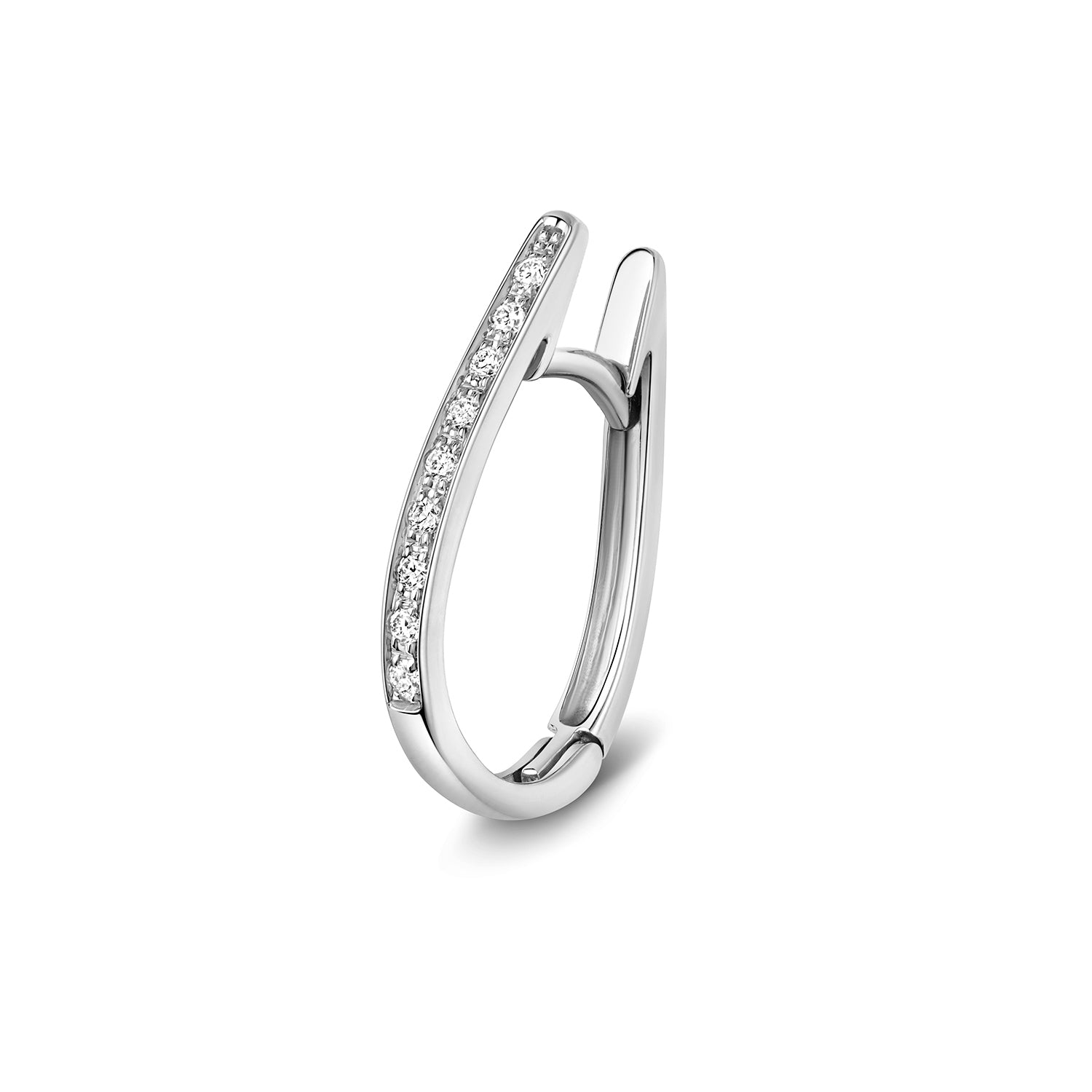 Elara Diamond Oval Hoop Earrings - 18k White Gold, 13mm