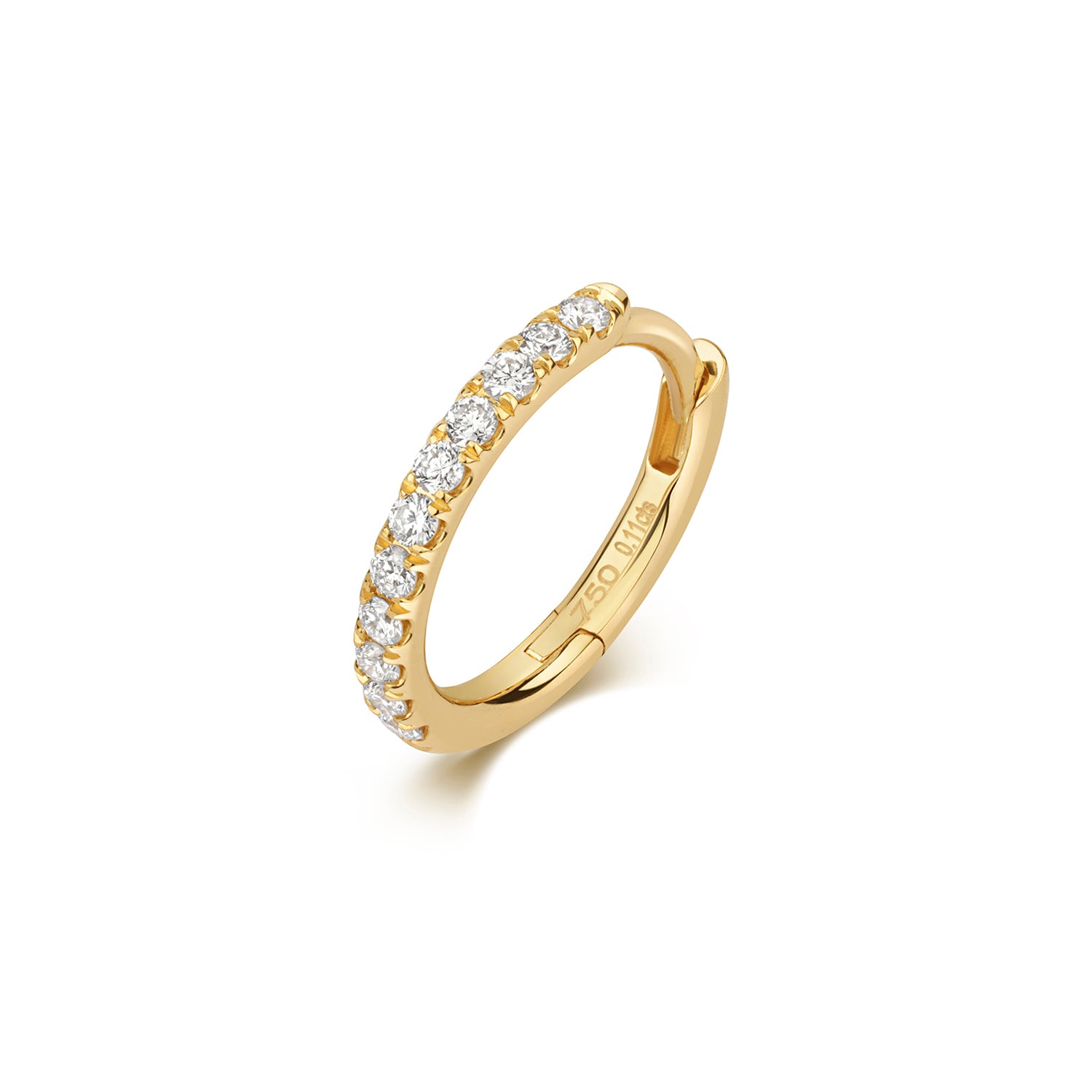 Elara Diamond Single Cartilage Hoop Earring - 18k Yellow Gold, 9.7mm