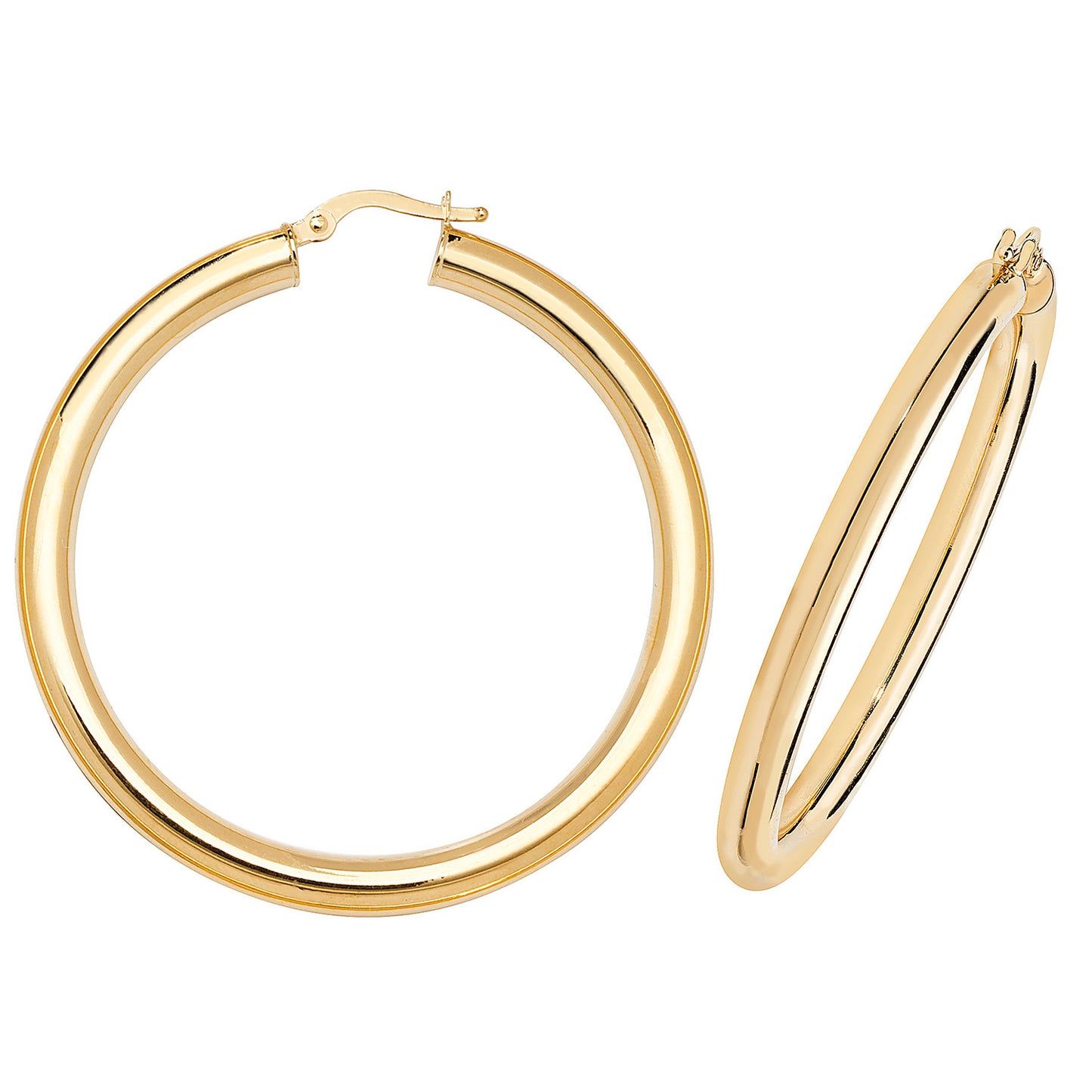 Kendall Chunky Hoop Earrings - 40mm 9ct Yellow Gold