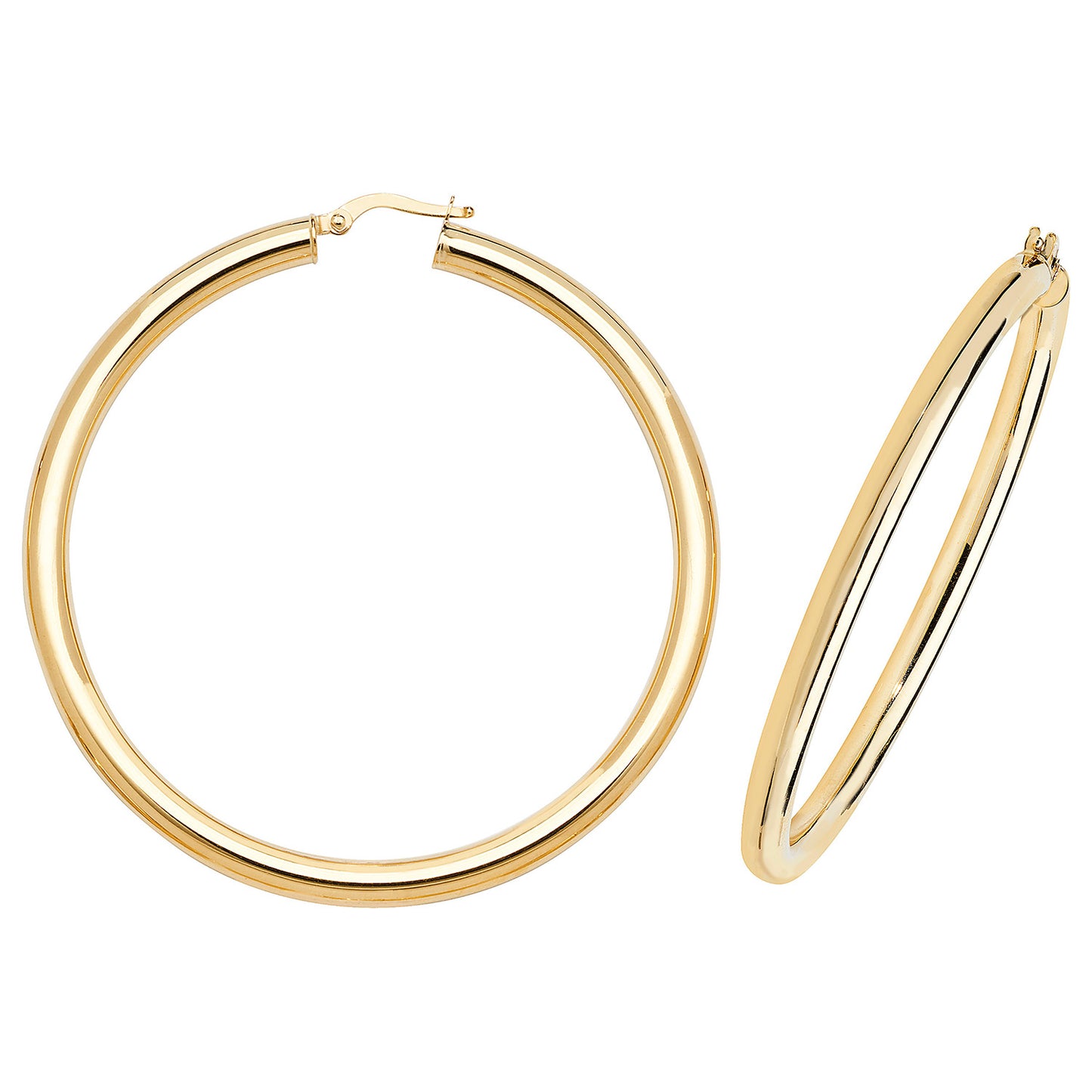 Kendall Chunky Hoop Earrings - 50mm 9ct Yellow Gold