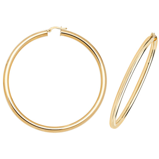 Kendall Chunky Hoop Earrings - 60mm 9ct Yellow Gold