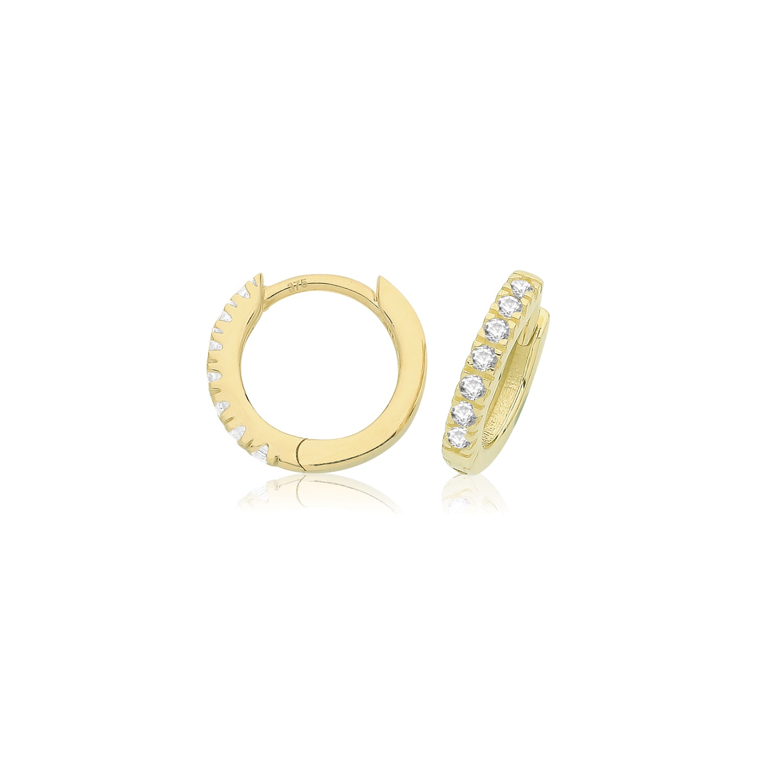 Lloyds Huggie Hoop CZ 8mm Earrings - 9k Yellow Gold