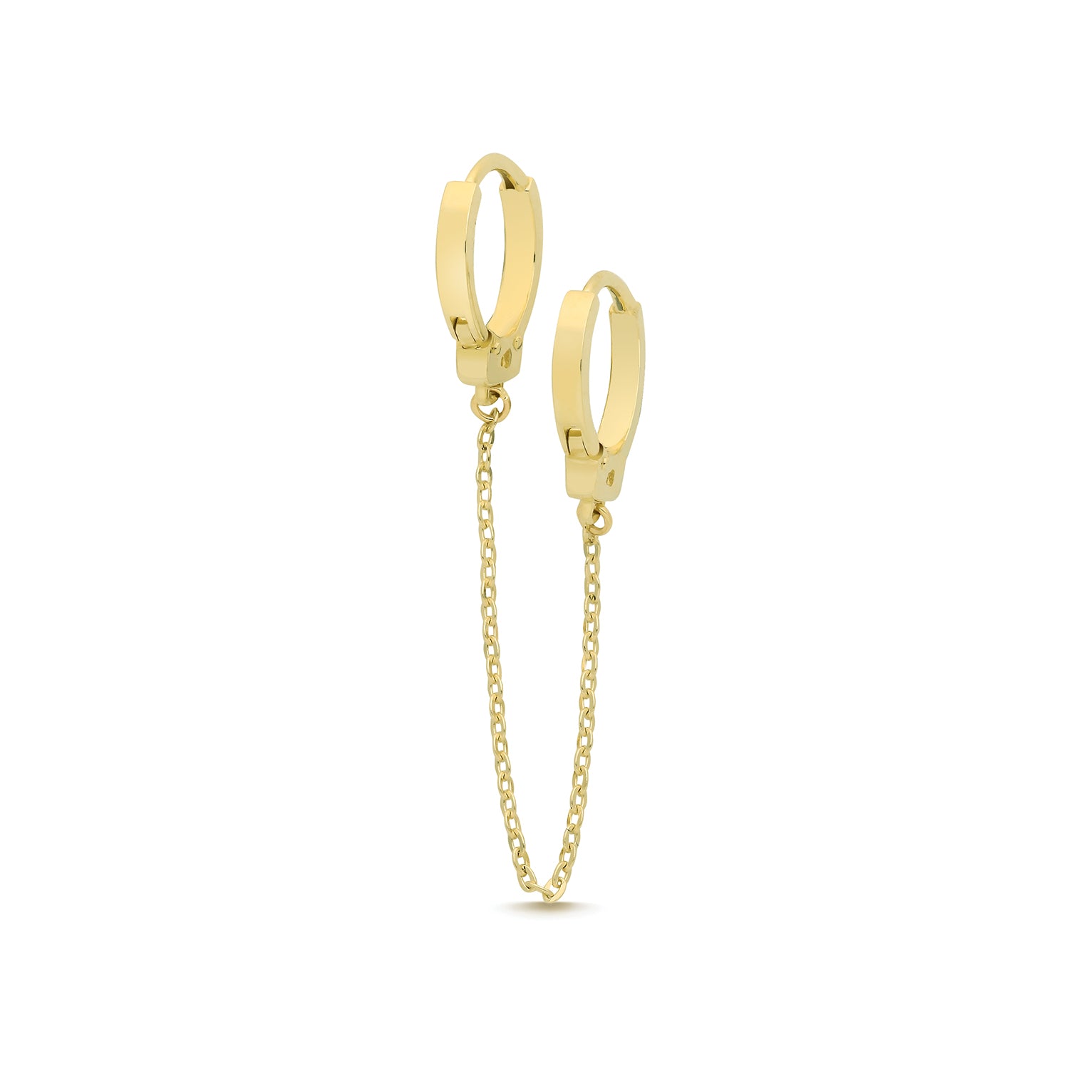 Handcuff Chain Single Huggie Hoop Earring - 9k Yellow Gold