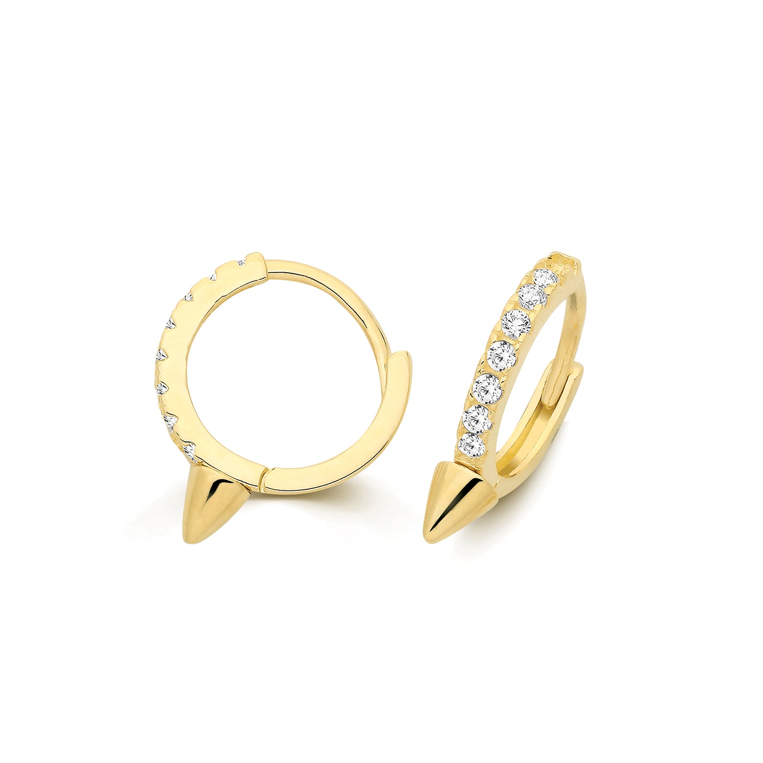 Lloyds CZ Spike Huggie Hoop 8mm Earrings - 9k Yellow Gold