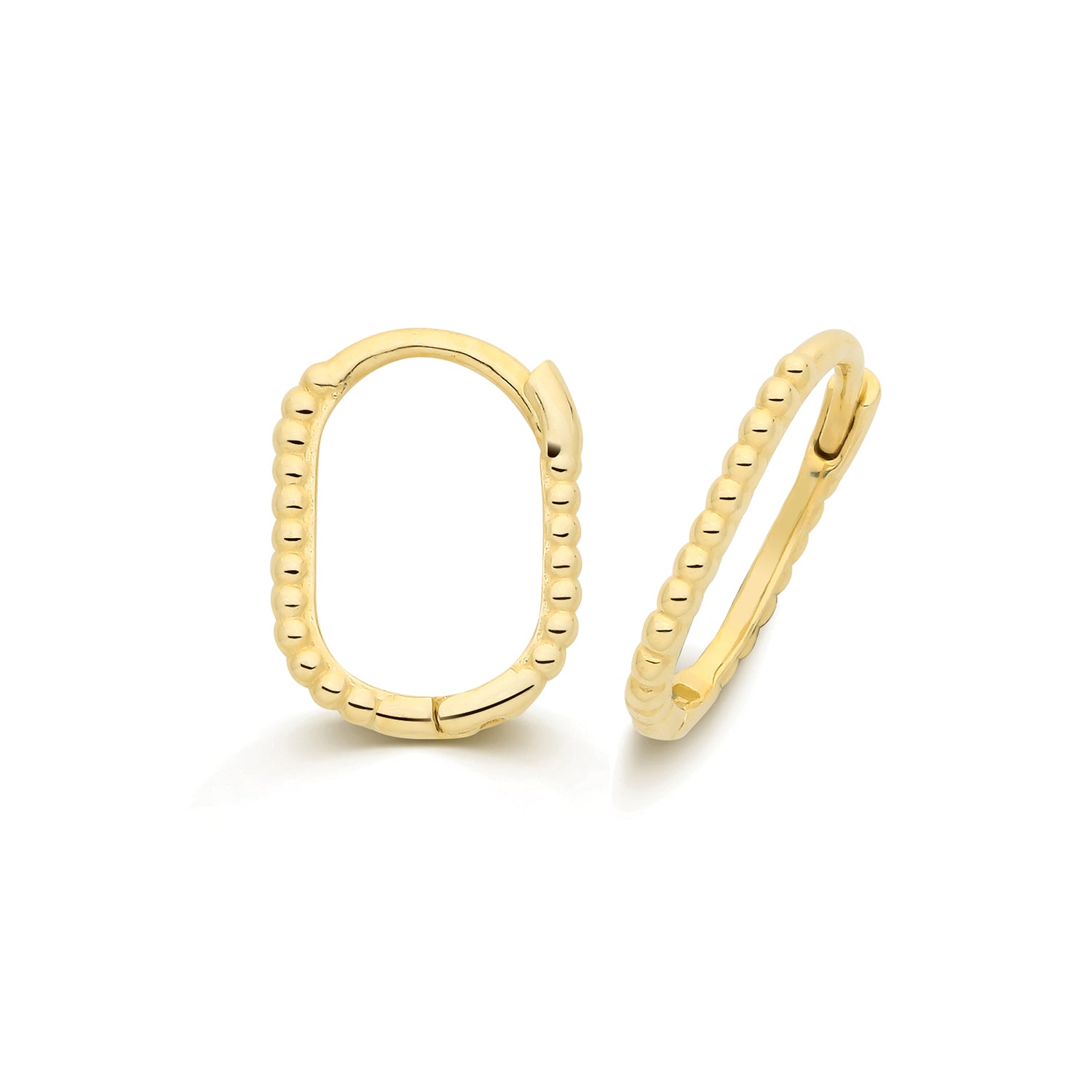 Lloyds Square Bead Huggie Hoop Earrings - 9k Yellow Gold