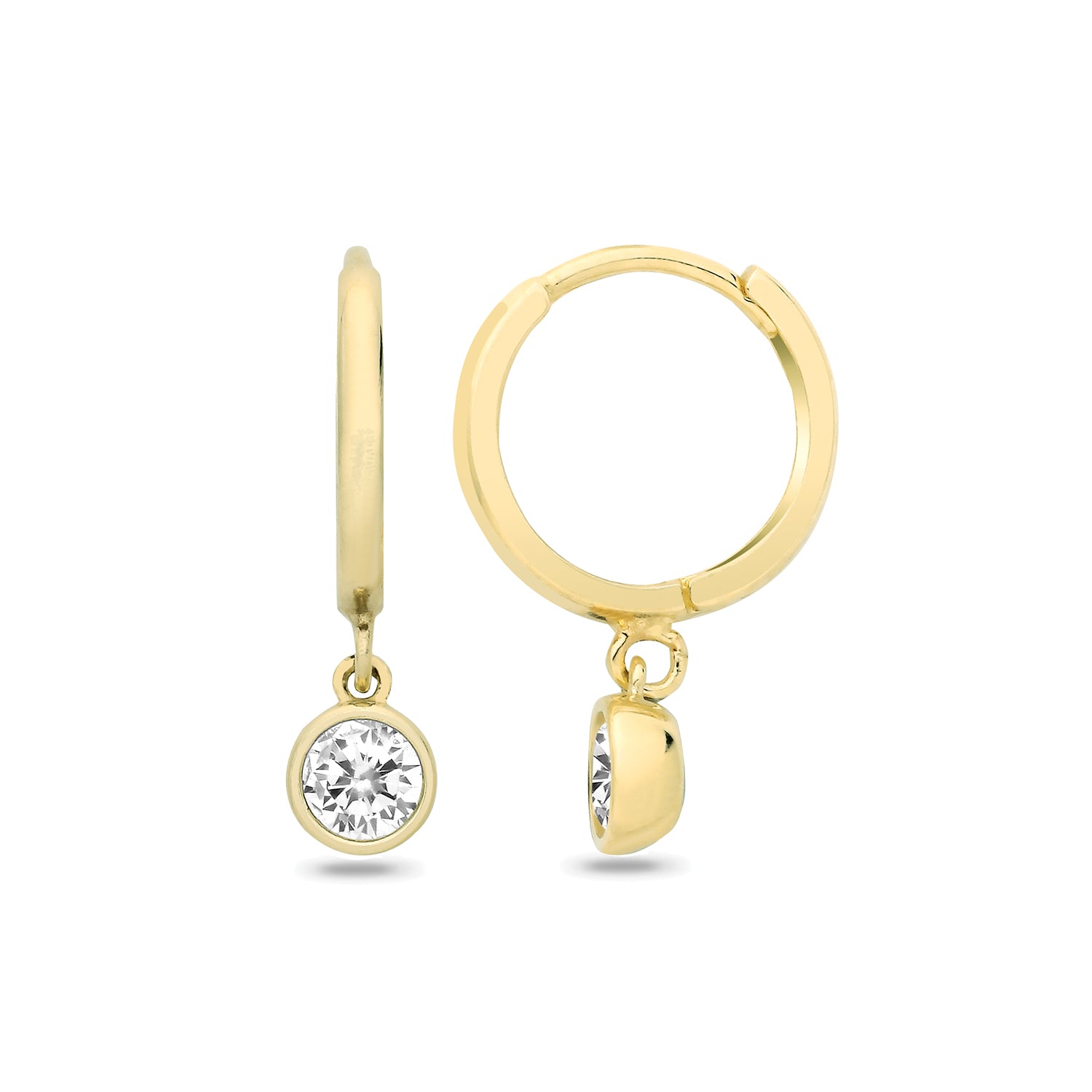Lloyds CZ Drop Huggie Hoop Earrings - 9k Yellow Gold