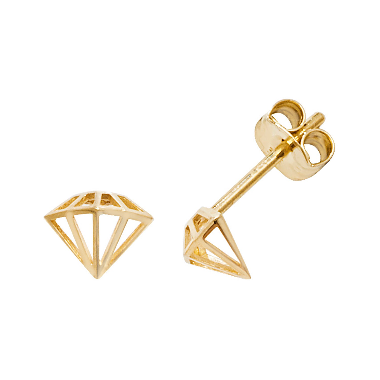 Lloyds Diamond Shaped Stud Earrings - 9k Yellow Gold