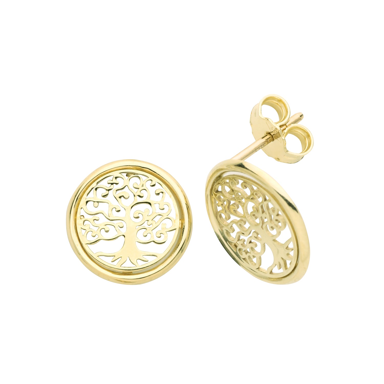 Tree of Life Stud Earrings - 9k Yellow Gold
