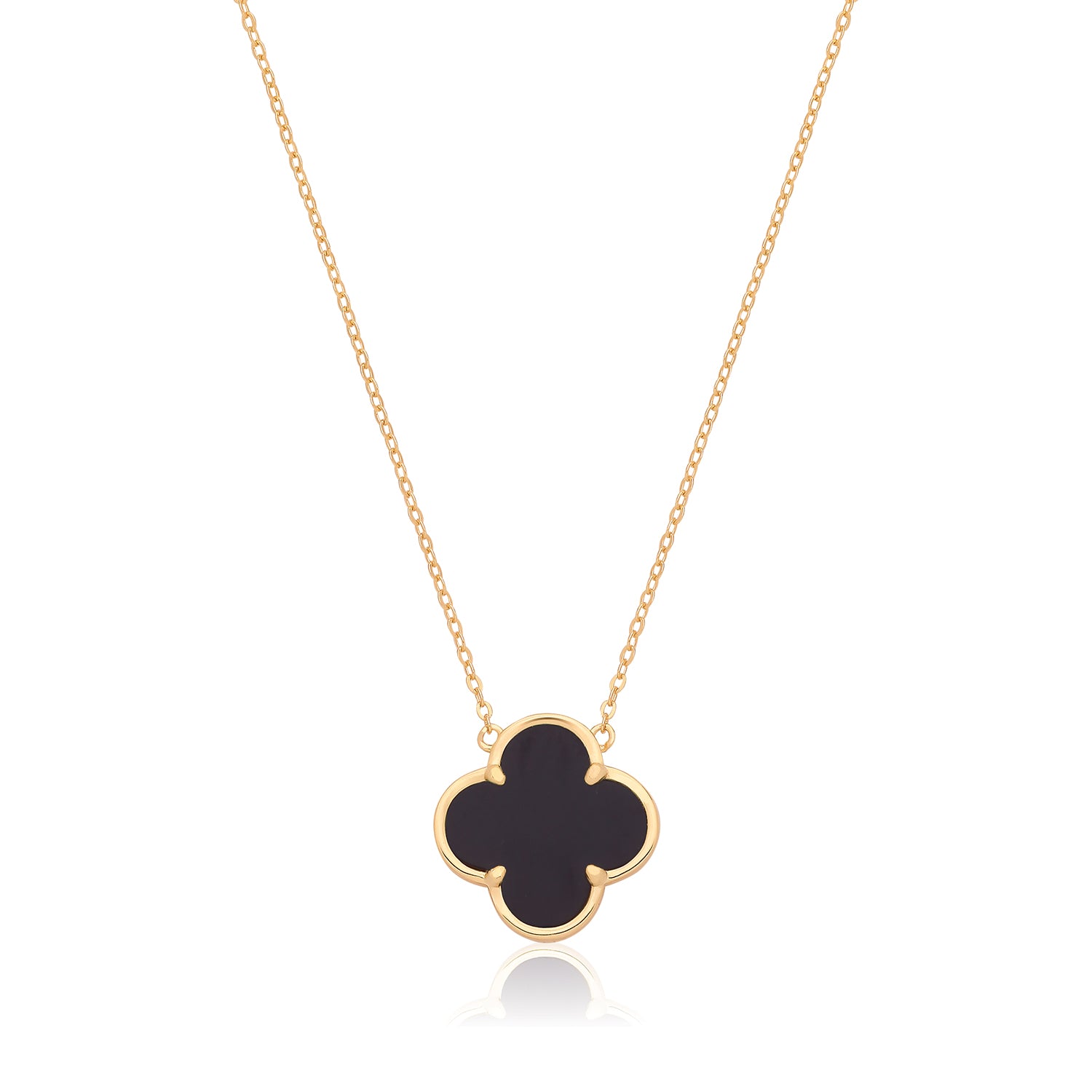 Vintage Prague Onyx Necklace - Yellow Gold Plated Silver