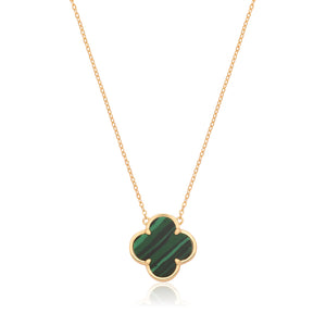 Vintage Prague Malachite Necklace - Gold Plated Silver