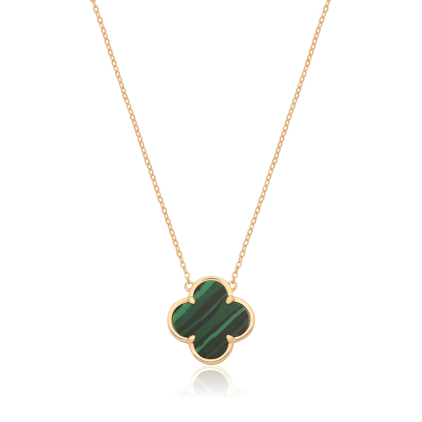 Vintage Prague Malachite Necklace - Gold Plated Silver