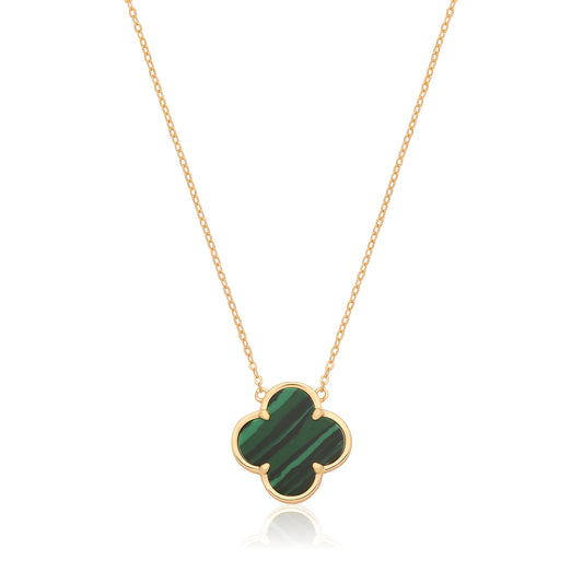 Vintage Prague Malachite Necklace - Gold Plated Silver