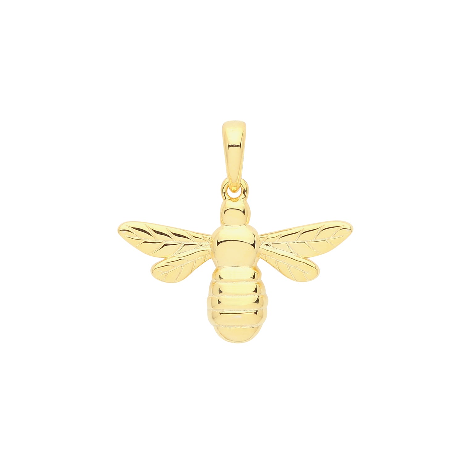 Bumble Bee Pendant Charm - Yellow Gold Plated