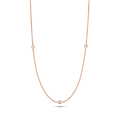 Allure Petite Diamond Necklace - 3 Diamonds 9k Rose Gold