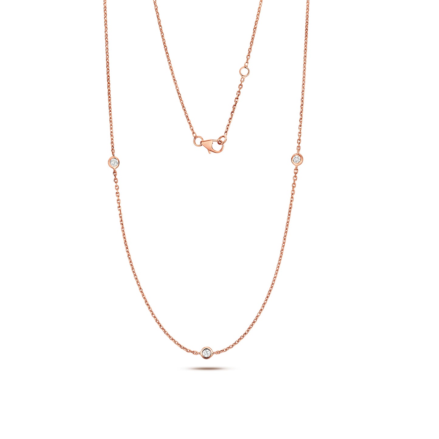 Allure Petite Diamond Necklace - 3 Diamonds 9k Rose Gold