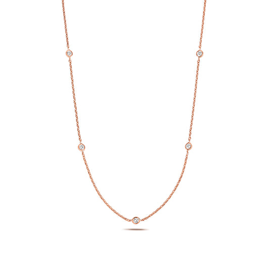 Allure Petite Diamond Necklace - 5 Diamonds 9k Rose Gold