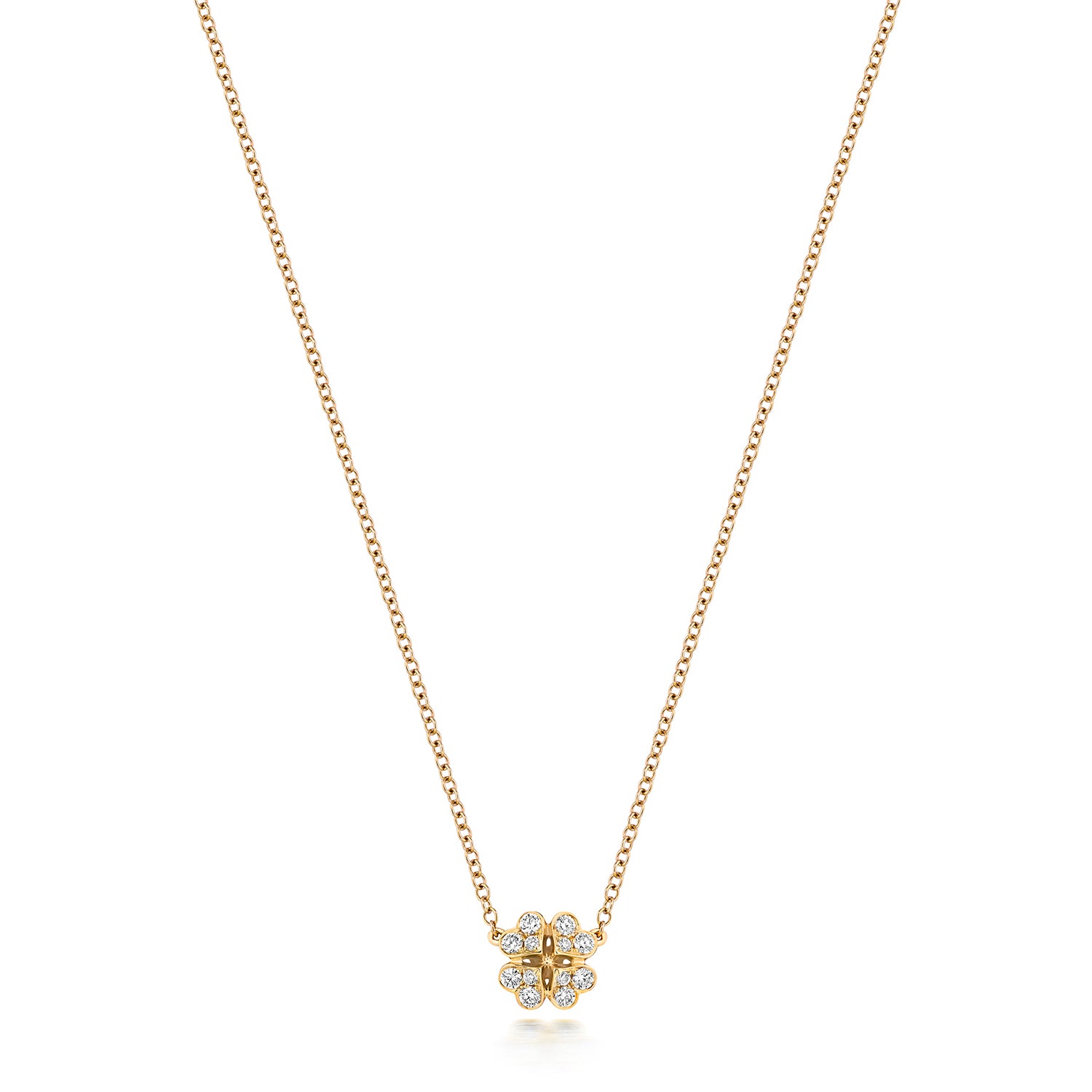 Diamond Clover Necklace - 18k Yellow Gold