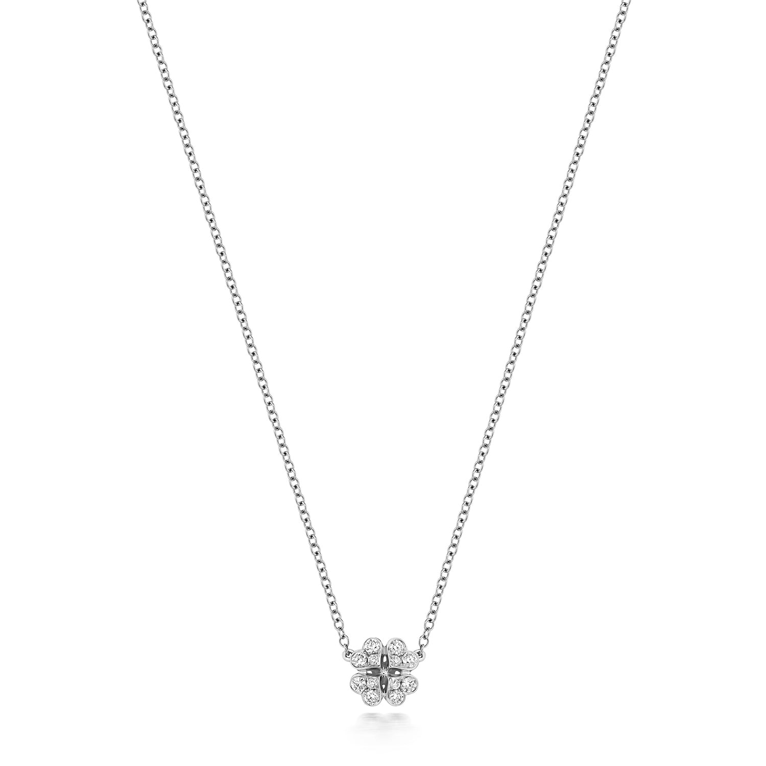Diamond Clover Necklace - 18k White Gold