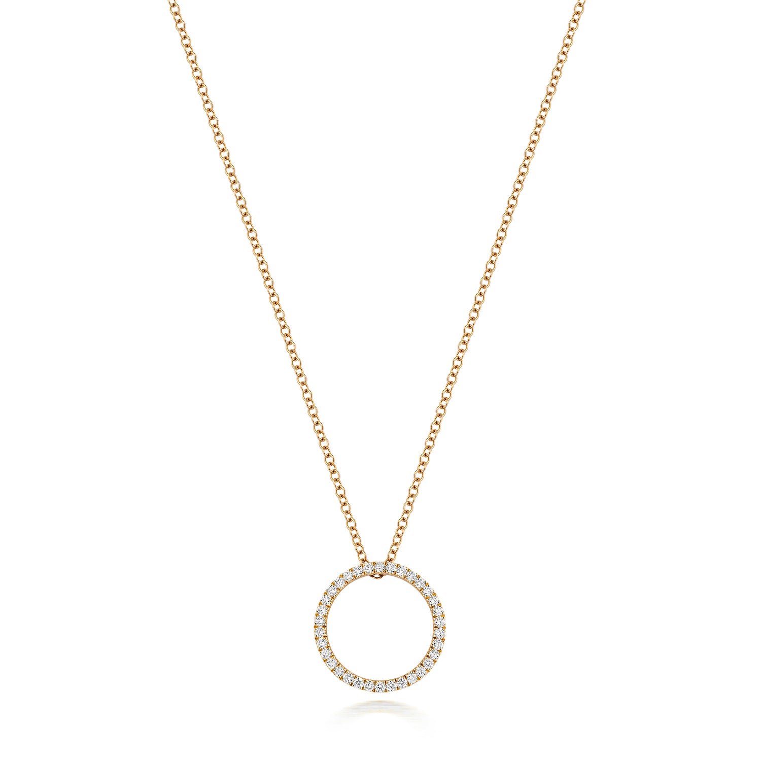 Diamond Circle Necklace - 18k Yellow Gold