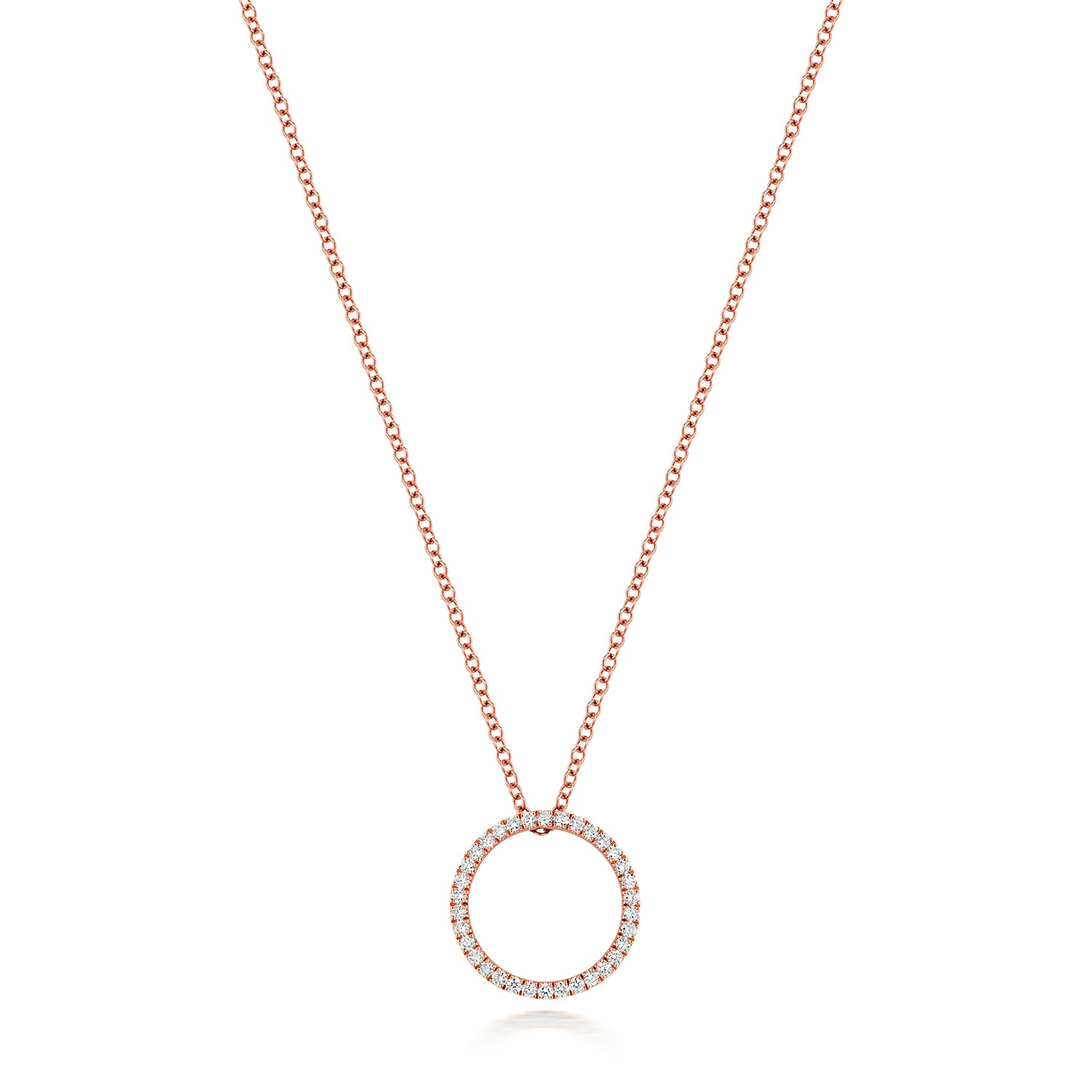 Diamond Circle Necklace - 18k Rose Gold