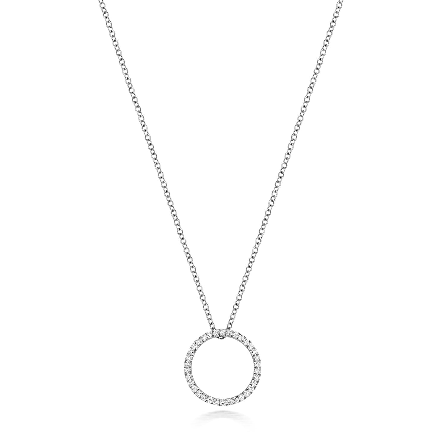 Diamond Circle Necklace - 18k White Gold