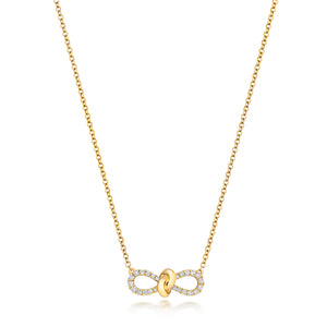 Diamond Bow Necklace - 18k Yellow Gold