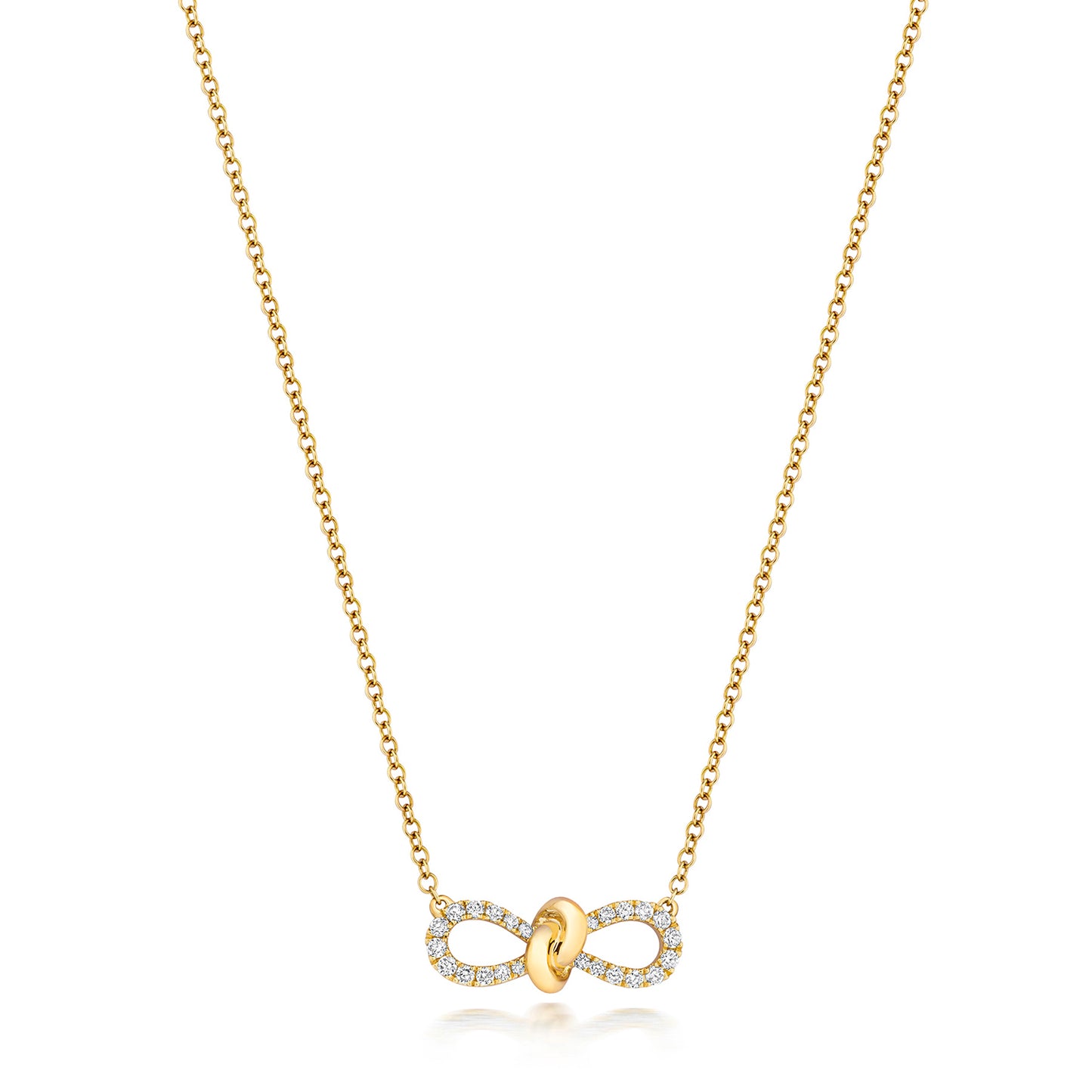 Diamond Bow Necklace - 18k Yellow Gold