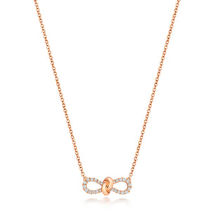 Diamond Bow Necklace - 18k Rose Gold