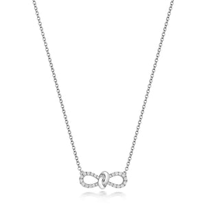 Diamond Bow Necklace - 18k White Gold