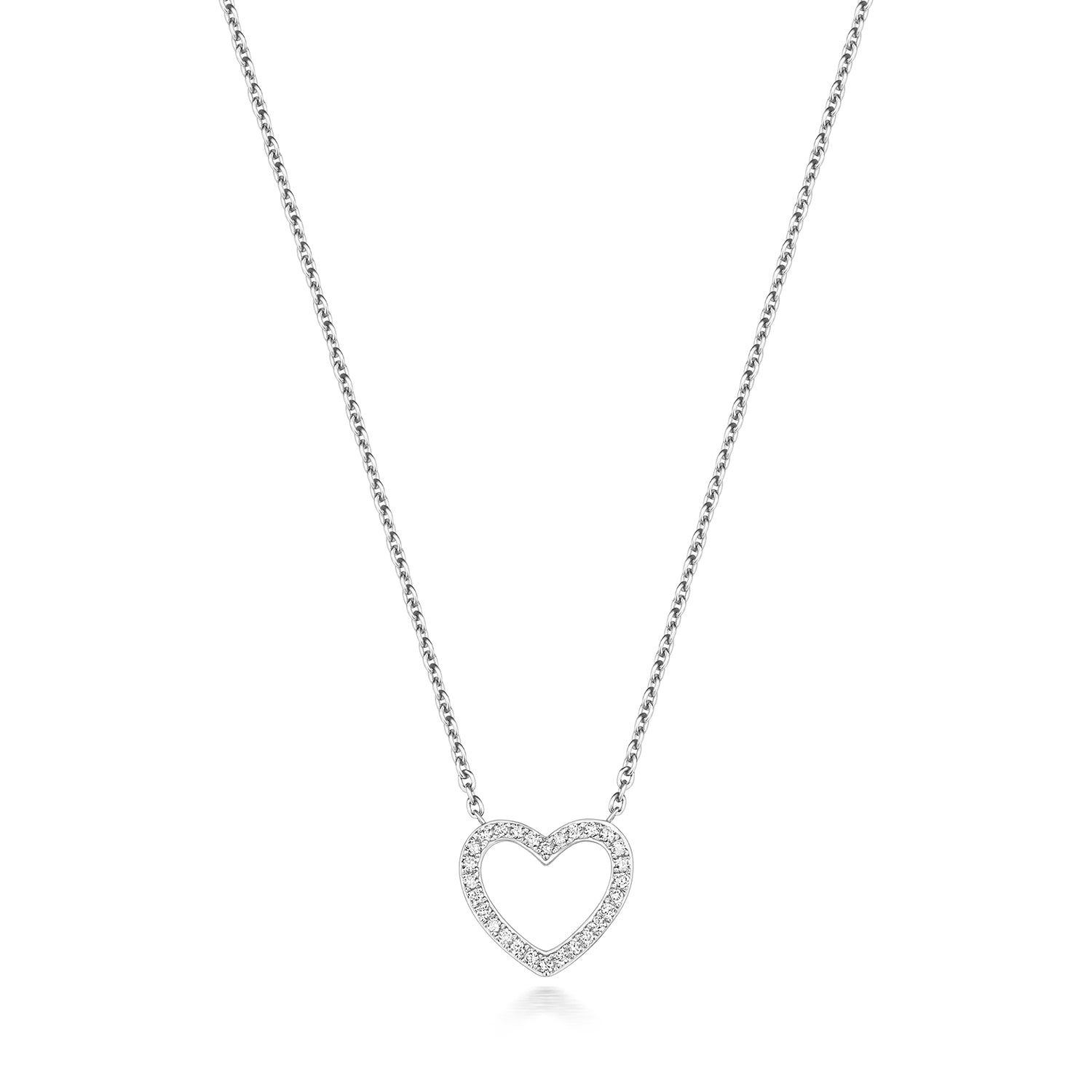 Diamond Necklace Heart - 18k White Gold