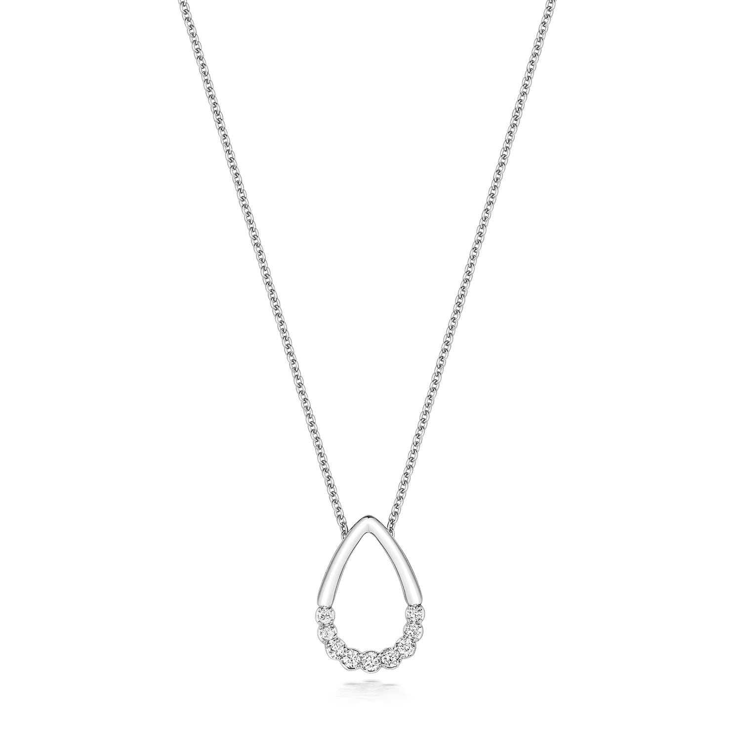 Pear Shaped Diamond Necklace, 18k White Gold