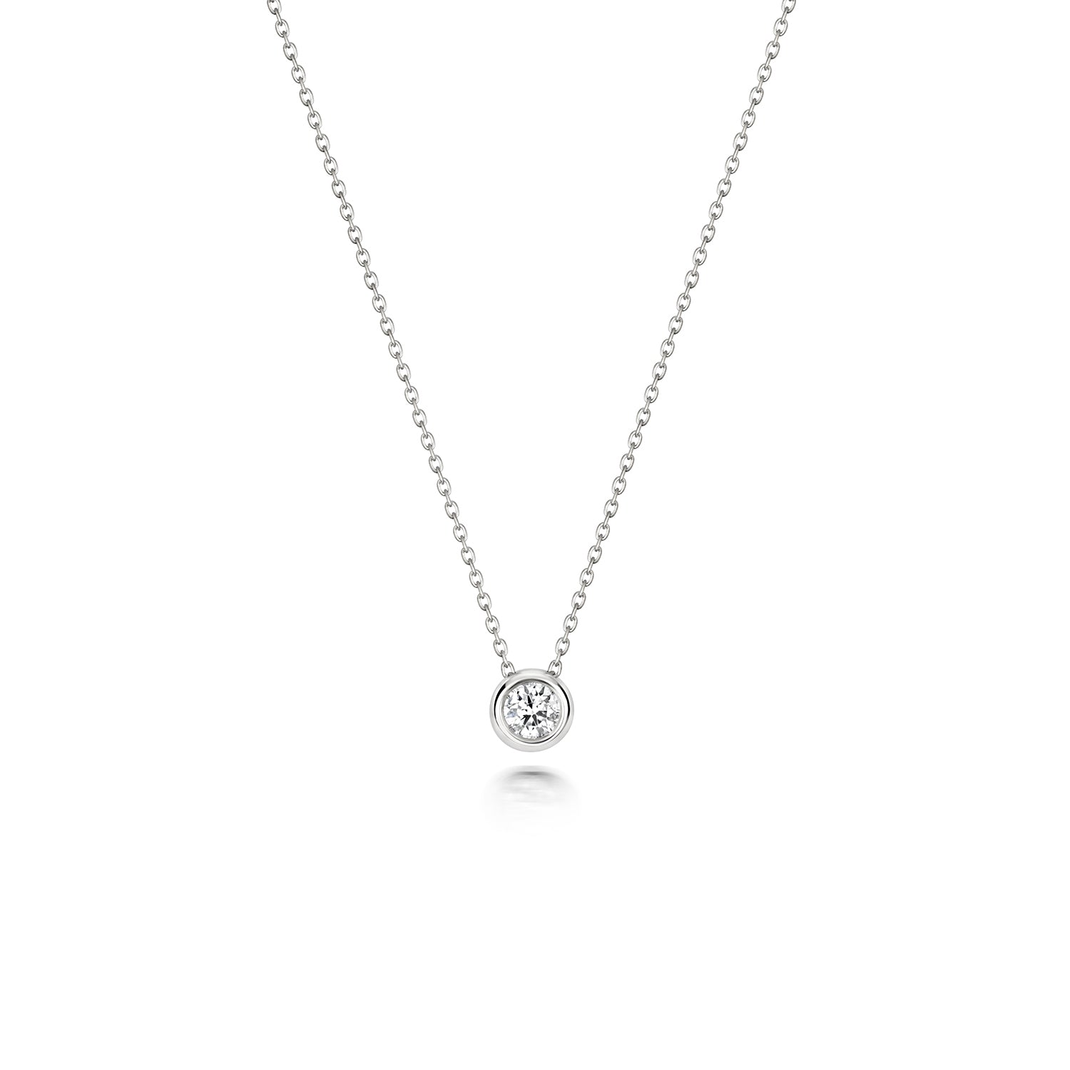 Selene Single Diamond Necklace - 18k White Gold, 0.11ct