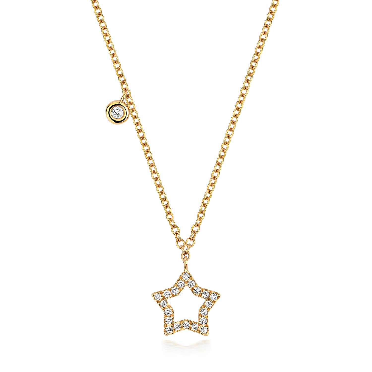 Diamond Star Necklace - 18k Yellow Gold