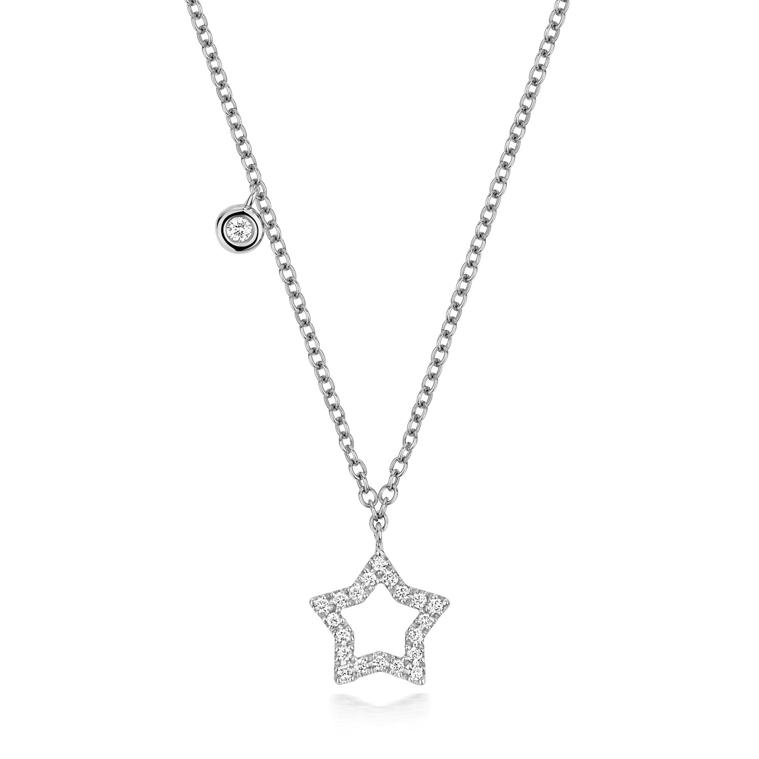 Diamond Star Necklace - 18k White Gold