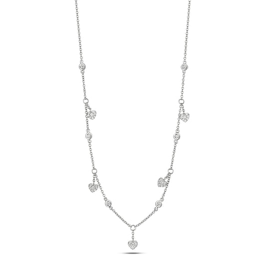 Eternal Hearts Diamond Necklace - 18k White Gold