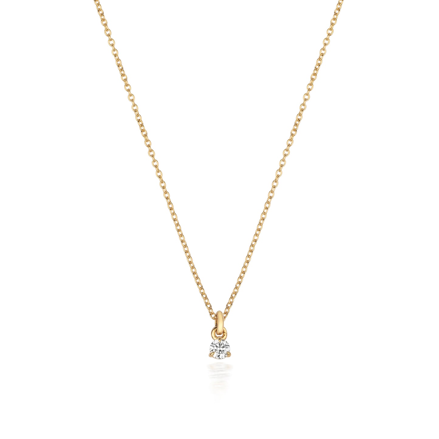 Jenner Diamond 3 Claw Necklace, 18k Yellow Gold - 0.05ct