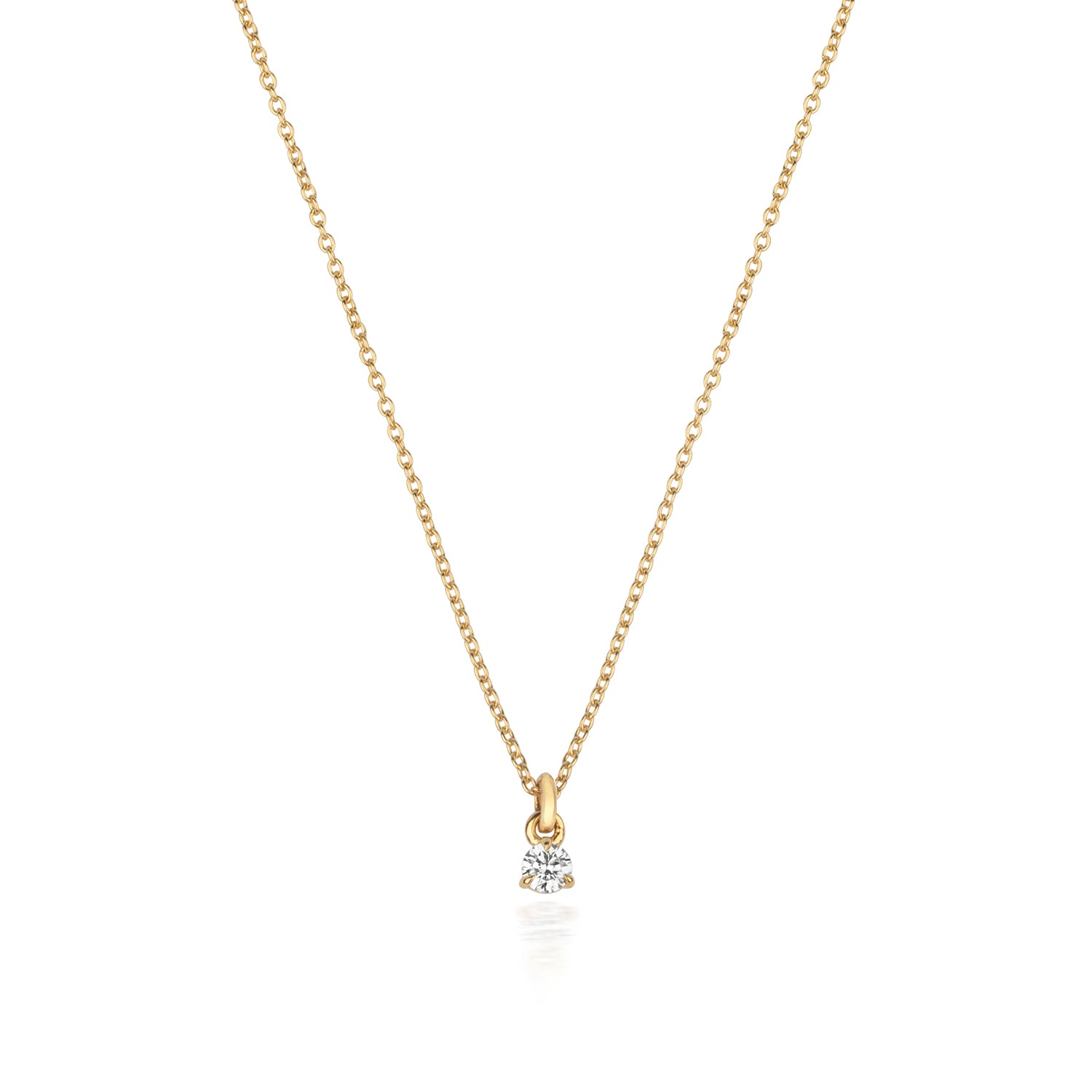 Jenner Diamond 3 Claw Necklace, 18k Yellow Gold - 0.05ct